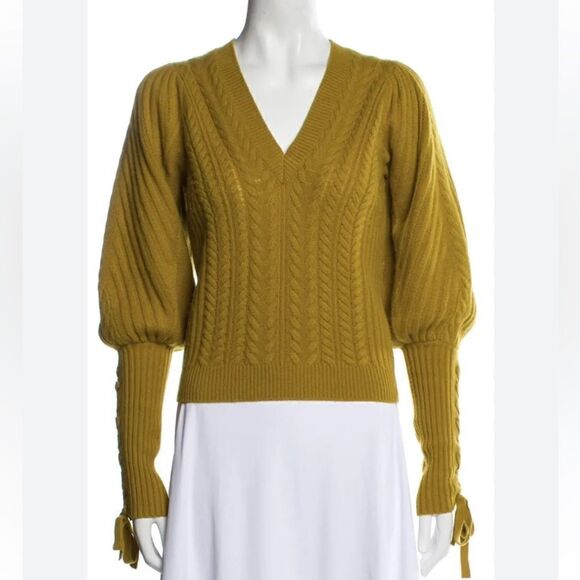 Ulla Johnson Puff Sleeve Sweater in Mustard Wool - Picture 1 of 10